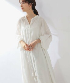 Demi-Luxe BEAMS Demi-Luxe BEAMS / KHADI タッセル シャツワンピース シアー デミルクス ビームス ワンピース・ドレス その他のワンピース・ドレス ホワイト ブラック【送料無料】