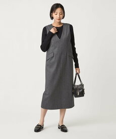 【SALE／50%OFF】UNITED ARROWS green label relaxing ホームスパン ジャンパースカート ストレッチ ユナイテッドアローズ グリーンレーベルリラクシング ワンピース・ドレス ジャンパースカート ブラック ブラウン【送料無料】