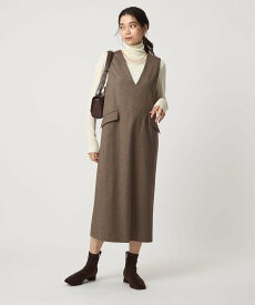 UNITED ARROWS green label relaxing ホームスパン ジャンパースカート ストレッチ ユナイテッドアローズ グリーンレーベルリラクシング ワンピース・ドレス ジャンパースカート ブラック ブラウン【送料無料】