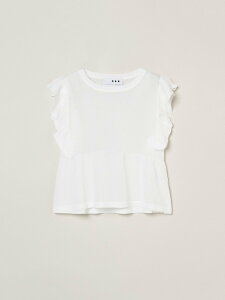 three dots Shimmer sweater ruffle top �X���[�h�b�c �g�b�v�X �m�[�X���[�u�E�^���N�g�b�v �z���C�g�y���������z
