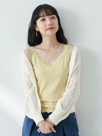 earth music&ecology ダブルレースタンクトップ レディース/インナー/24SS アースミュージック&エコロジー トップス その他のトップス ホワイト ブラック イエロー ブルー