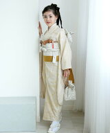 【SALE／50%OFF】ひよこ商店 ひよこ商店 七五三 着物 7歳 四つ身 ベージュ金彩・流水 ウタタネ 着物・浴…