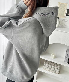 【SALE／40%OFF】GeeRA 【U.S.POLO.ASSN.】フード刺しゅう裏起毛パーカー ジーラ トップス パーカー・フーディー ネイビー グレー【送料無料】