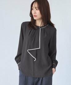 【SALE／30%OFF】ROPE' PICNIC 【WEB限定】配色ボウタイ風ブラウス ロペピクニック トップス シャツ・ブラウス グレー ホワイト ブルー ベージュ