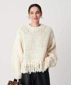 BEAUTY&YOUTH UNITED ARROWS 【別注】＜IRONING＞フリンジ ニットプルオーバー ビューティー＆ユース　ユナイテッドアローズ トップス ニット ホワイト ネイビー【送料無料】