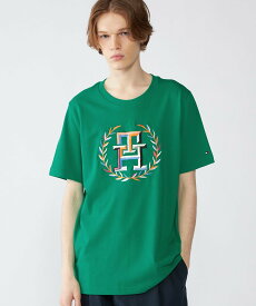 TOMMY HILFIGER (U)TOMMY HILFIGER(トミーヒルフィガー) ローレルモノグラムマルチカラーTシャツ トミーヒルフィガー トップス カットソー・Tシャツ ネイビー ベージュ グリーン【送料無料】