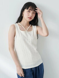 earth music&ecology 前後2wayタンクトップ レディース/インナー/24SS アースミュージック&エコロジー トップス その他のトップス ホワイト ブラック ピンク ベージュ ブルー