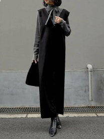 【SALE／20%OFF】Re:EDIT 微起毛ツイルVネックジャンパースカート リエディ ワンピース・ドレス ジャンパースカート グレー ブラック ホワイト ブラウン【送料無料】