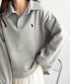【SALE／35%OFF】GeeRA 【U.S.POLO.ASSN.】ポロ衿スウェット ジーラ トップス スウェット・トレーナー グレー ネイビー【送料無料】