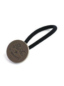 IL BISONTE イルビゾンテ レザー ロゴ入り ヘアゴム ブルーコムブルー ヘアアクセサリー ヘアゴム【送料無料】