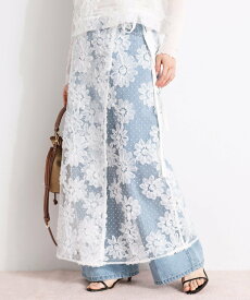 le.coeur blanc TORRAZZO DONNAフローラルレースラップスカート ルクールブラン スカート その他のスカート ブラック ホワイト【送料無料】