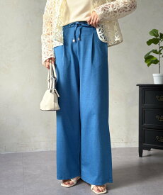 Chez toi カットジョーゼットタックパンツ シェトワ パンツ その他のパンツ ブラック ブルー グリーン ベージュ【送料無料】