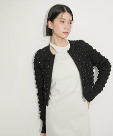 【SALE／30%OFF】ADAM ET ROPE' FEMME パターンニットメタルカーディガン アダムエロペ トップス カーディガン ブラック グレー ホワイト【送料無料】