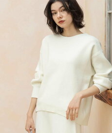 OPAQUE.CLIP サイド編地切替ニットトップス/セットアップ対応【洗濯機OK】 オペークドットクリップ トップス ニット ホワイト ベージュ グレー ピンク