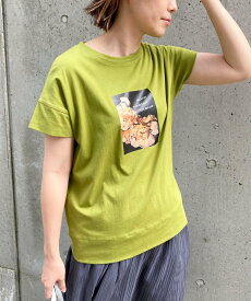【SALE／73%OFF】COMME CA ISM フォトプリント Tシャツ コムサイズム トップス カットソー・Tシャツ グリーン ホワイト オレンジ ブラウン
