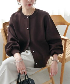 Discoat メタル釦スポンディッシュカーディガン《WEB限定カラーあり》 ディスコート トップス カーディガン レッド ピンク ブラウン ブラック グレー イエロー ホワイト ネイビー【送料無料】