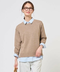 J.PRESS LADIES L DRY COMFORT �N���[�l�b�N �j�b�g �W�F�C�v���X �g�b�v�X �j�b�g �x�[�W���y���������z