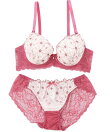 petit marie/ラインフラワーレース3/4モールドカップブラ&ショーツ(A・B・C・D)