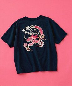 BEAMS BOY テーラー東洋 * BEAMS BOY / 別注 STAR&PINK DRAGON Tシャツ ビームス ウイメン トップス カットソー・Tシャツ ネイビー ホワイト【送料無料】