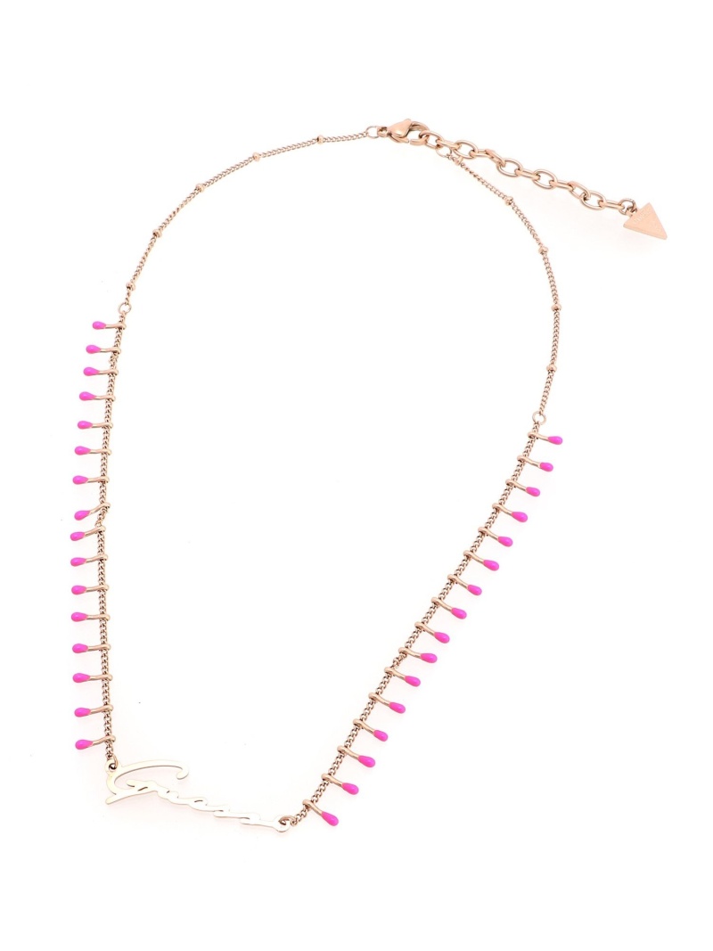 数量は多 W Pink Enamel Necklace 最大46%OFFクーポン Logo