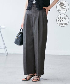 【SALE／20%OFF】ROPE' PICNIC 【UVカット・接触冷感】タックチノワイドパンツ ロペピクニック パンツ チノパンツ ベージュ グレー【送料無料】