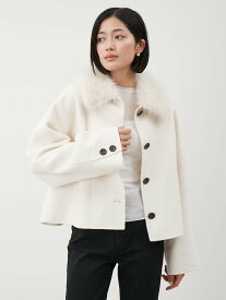 【SALE／50%OFF】Mila Owen 2wayファーカラーリバーショートコート ミラオーウェン ジャケット・アウター その他のジャケット・アウター ブラック ホワイト【送料無料】