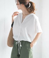 URBAN RESEARCH DOORS リネンフレンチスリーブドロストブラウス アーバンリサーチドアーズ トップス シャ…
