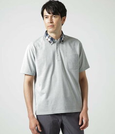 NEWYORKER MEN 【吸水速乾】COOL COMFORT ハウスタータン布帛襟 ボタンダウンポロシャツ ニューヨーカー トップス ポロシャツ ホワイト グレー ネイビー【送料無料】