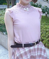 axes femme POETIQUE ローズ*リボン装飾切替タンク アクシーズファム トップス ノースリーブ・タンクトッ…