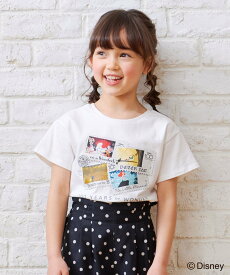 【SALE／50%OFF】any FAM KIDS 【Disney100 YEARS OF WONDER】ワールドスタンプ Tシャツ エニィファム トップス カットソー・Tシャツ ホワイト グレー イエロー