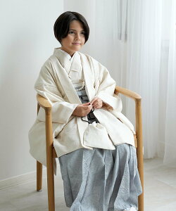 utatane utatane 10歳 男の子 袴セット オフホワイト*くすみブルー ウタタネ 着物・浴衣・和装小物 着物 ホワイト【送料無料】