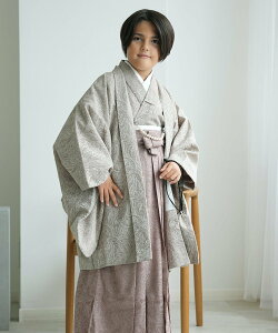 utatane utatane 10歳 男の子 袴セット グレージュ*アーモンド ウタタネ 着物・浴衣・和装小物 着物【送料無料】