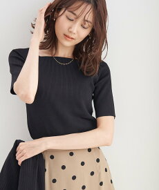 【SALE／25%OFF】ROPE' PICNIC スクエアネックリブニットプルオーバー/UVカット・洗える ロペピクニック トップス ニット ブラック ホワイト ブルー ピンク