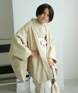 utatane utatane 10歳 男の子 袴セット ベージュ*オフホワイト ウタタネ 着物・浴衣・和装小物 着物 イエロー【送料無料】