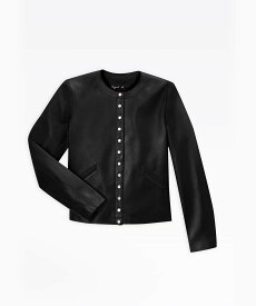 agnes b. FEMME CU32 VESTE レザーカーディガンプレッション アニエスベー ジャケット・アウター ノーカラージャケット ブラック【送料無料】