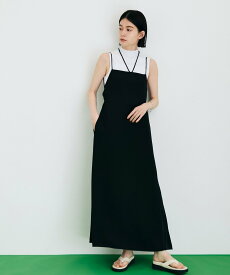 【SALE／70%OFF】ADAM ET ROPE' FEMME 【WEB限定】キャミワンピースxニットタンクトップ アダムエロペ ワンピース・ドレス ワンピース ブラック ホワイト グリーン【送料無料】