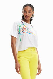 【SALE／50%OFF】Desigual イラスト&ネックレス Tシャツ デシグアル トップス カットソー・Tシャツ ホワイト【送料無料】
