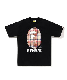 A BATHING APE BLEACHED BAPE CHECK BY BATHING APE TEE ア ベイシング エイプ トップス カットソー・Tシャツ ブラック ホワイト【送料無料】