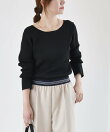 quaranciel:<手洗い可能>コンパクト リブ バックオープン ラメ ニット