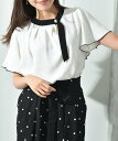 【SALE／55%OFF】INTERPLANET ポーラ衿元配色ゴールド釦ブラウス インタープラネット トップス シャツ・ブラウス ブルー ブラック ホワイト ベージュ