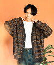 【SALE／60%OFF】BEAMS HEART MEN レトロ ジャカード カーディガン ビームス アウトレット トップス カーディガン グレー ブラック カーキグリーン
