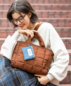 niko and ... オリジナルポーチ付きキルトトートバッグM ニコアンド バッグ トートバッグ ブラウン ブラック ホワイト【送料無料】