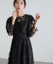 ボタニカル柄刺繍ドレス結婚式オケージョンドレス同窓会パーティードレスお呼ばれ