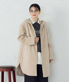 【SALE／28%OFF】COMME CA ISM コンビネーションキルトコート コムサイズム ジャケット・アウター その他のジャケット・アウター ブラック ホワイト ベージュ【送料無料】