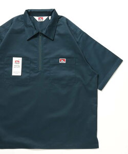 BEN DAVIS / WHITE LABEL 1/2ZIP S/S SHIRT �i�o�� �g�b�v�X �V���c�E�u���E�X �u���b�N �u���[ �l�C�r�[ �x�[�W���y���������z
