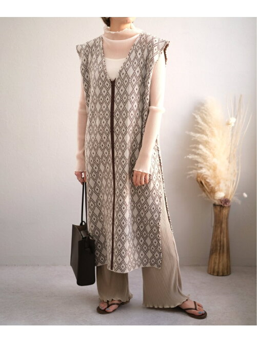 Andj 21 Ss サイドスリットジャガードニットベストワンピース Rakuten Fashion 楽天ファッション 旧楽天ブランドアベニュー Cf5165