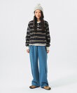 【別注】Healthknit / ボーダー ベロア ヘンリーネック