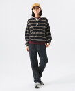 【別注】Healthknit / ボーダー ベロア ヘンリーネック