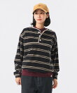 【別注】Healthknit / ボーダー ベロア ヘンリーネック