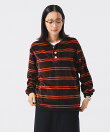 【別注】Healthknit / ボーダー ベロア ヘンリーネック